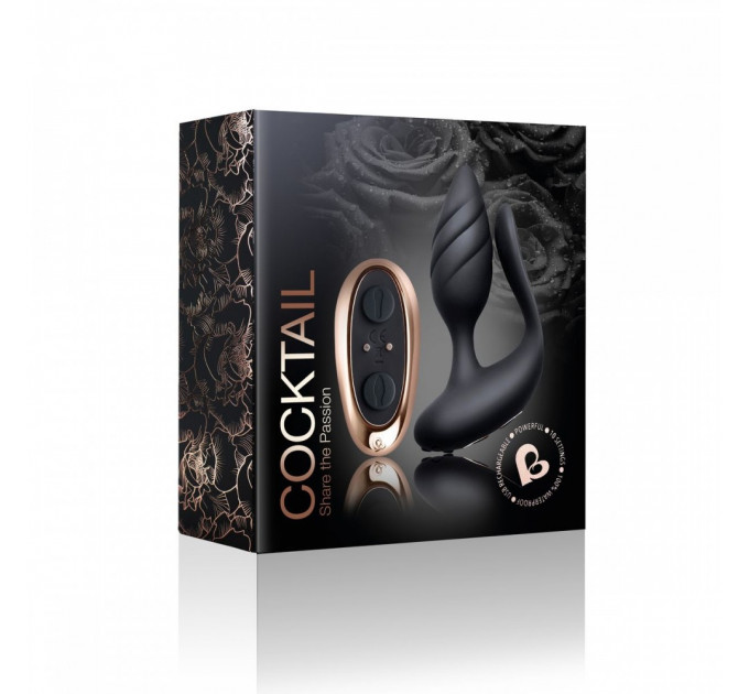 Вибратор для пар ROCKS-OFF - COCKTAIL DUAL MOTORED COUPLES TOY BLACK