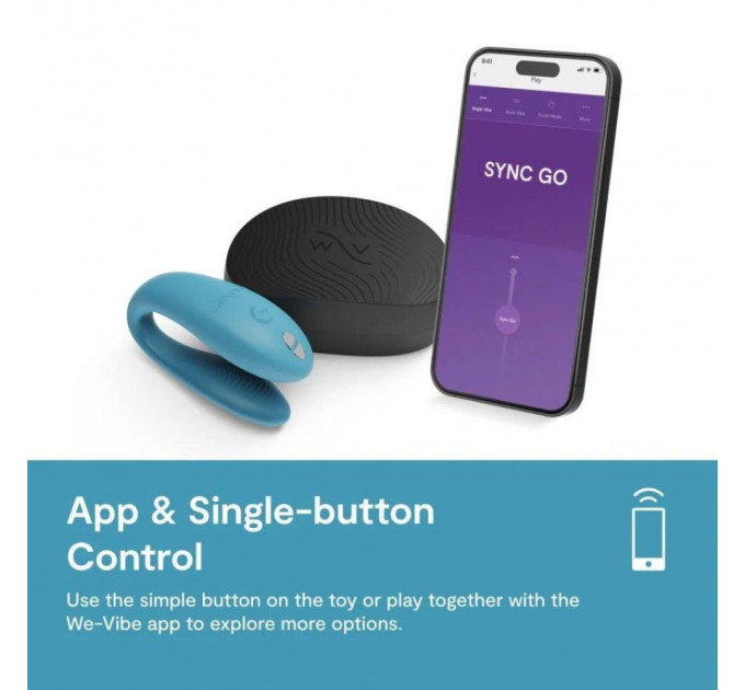 Смарт-вибратор для пар We-Vibe Sync Go Turquoise, голубой