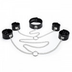 Система фиксации DS Fetish Neck collar and hogtie restraints with chain черная