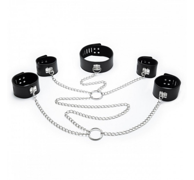Система фиксации DS Fetish Neck collar and hogtie restraints with chain черная