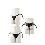 Трусики для страпону з 2 кільцями STRAPON BLACK PU HARNESS WITH TWO RINGS