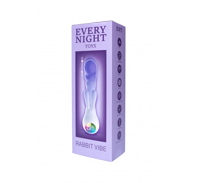 Вібратор-кролик зі світлодіодом Every Night Toys для точки G, фіолетовий градієнт