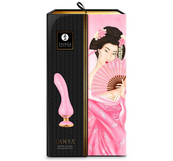 Вибратор Shunga Sanya с ручкой и подсветкой, нежно розовый, 18.5 см х 3.8 см