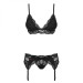 Комплект с поясом для чулок Obsessive 810-SEG-1 3 pcs set black L/XL
