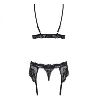 Комплект з поясом для панчох Obsessive 810-SEG-1 3 шт set black L/XL