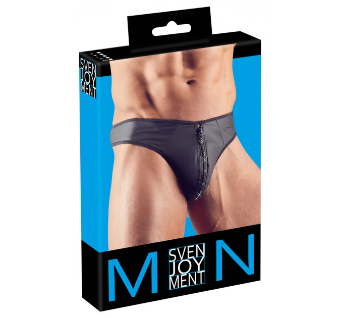 Чоловічі стрінги зі стразами по блискавці Sven Joy Ment Men's String, чорний, M
