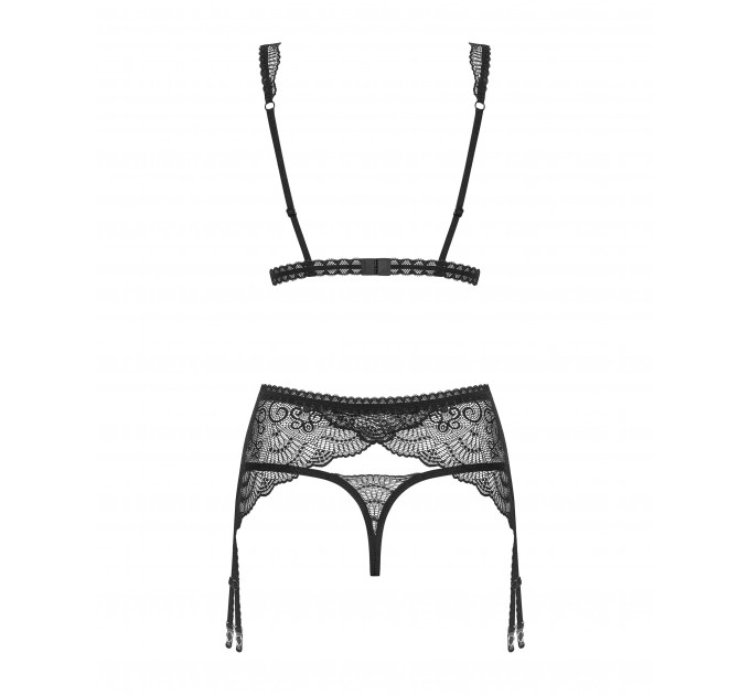 Комплект ажурный з поясом для чулок Obsessive Firella garter belt set L/XL