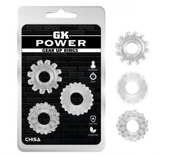 Набір ерекційних каблучок Chisa GK Power Cock Rings прозорі, 3 шт.