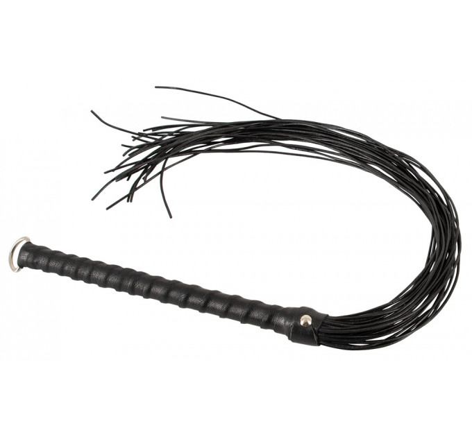 Флоггер с плетенной ручкой-держателем ZADO TOOLS Leather кожаный, черный