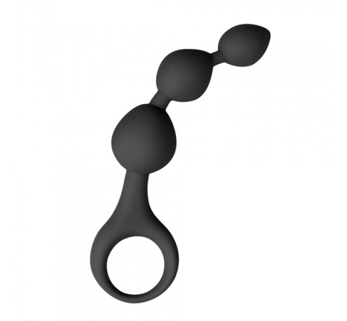 ET181BLK Анальные шарики Easytoys, силиконовые, черные, 15 х 3.3 см