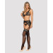 Комплект ажурный з поясом для чулок Obsessive Firella garter belt set L/XL