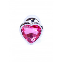 Анальна пробка з каменем Plug-Jewellery Silver Heart PLUG-Pink розмір S