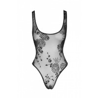 Боді з візерунками S F242 Noir Handmade, напівпрозоре, чорне