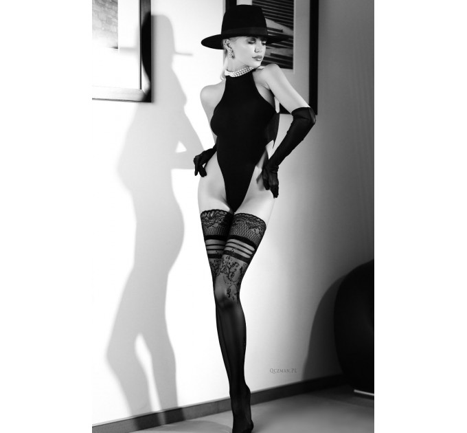 Панчохи самофіксовані Ballerina's Secret з люрексом та декоративною вишивкою, L/XL