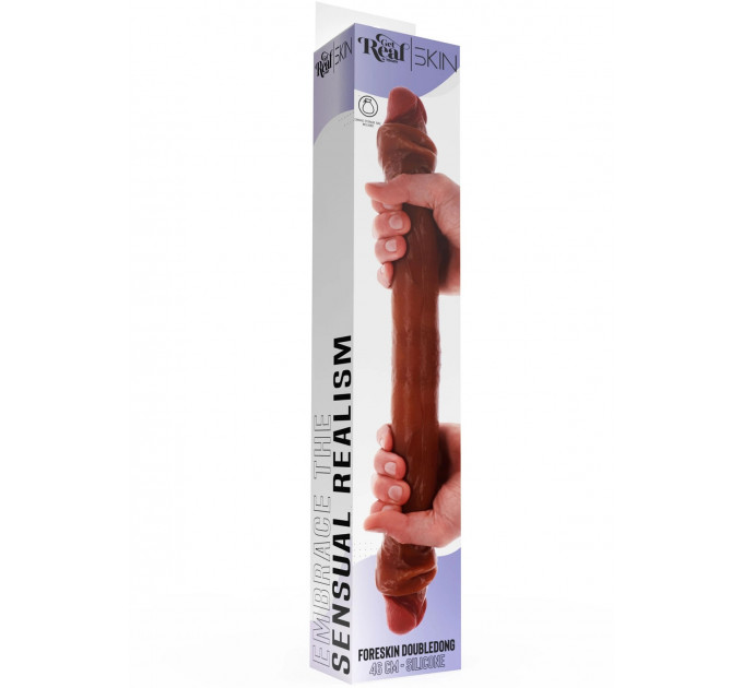 Фалос двосторонній ToyJoy Get Real Skin з крайнім тілом, мулат