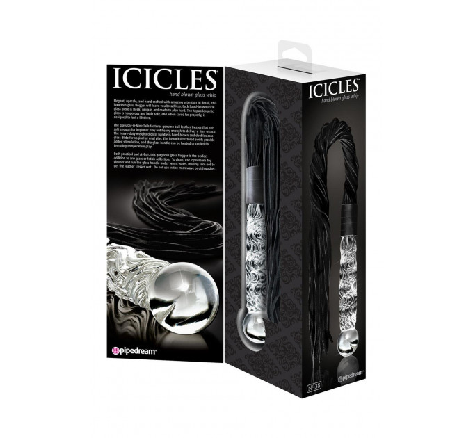 Фалоімітатор-батіг Pipedream Icicles No 38 скло та замш, 17 см