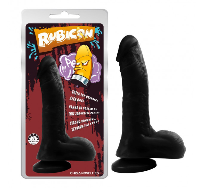 Фаллоимитатор на присоске Chisa Rubicon с яичками, черный