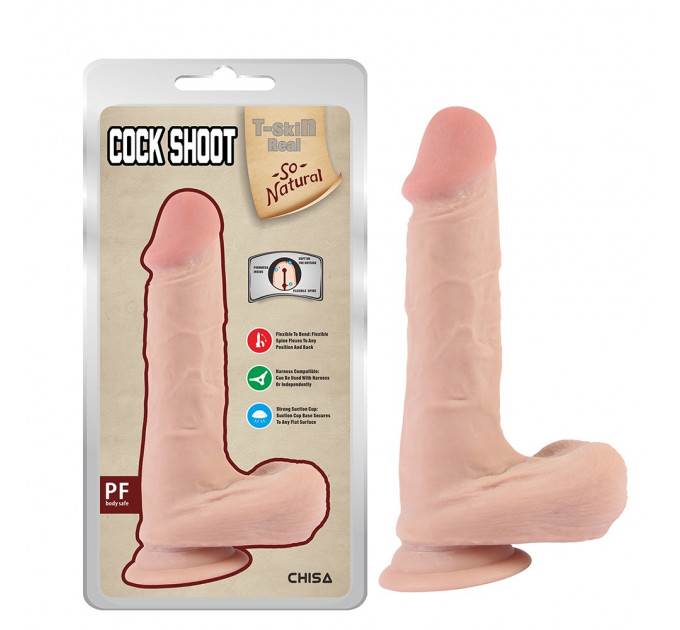 Фаллоимитатор реалистичный на присоске Chisa T-skin ReaL Cock Shoot, 20 см