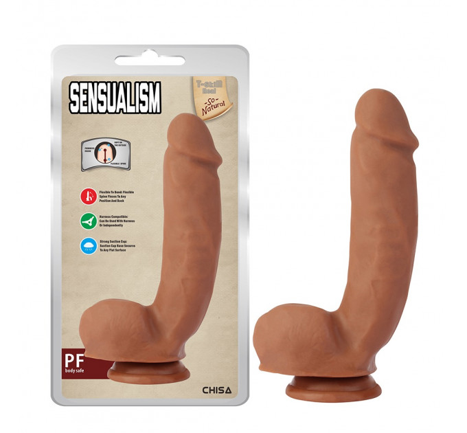 Фаллоимитатор реалистичный с присоской Chisa T-Skin ReaL Sensualism, коричневый