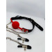 Кляп с зажимами на соски DS Fetish Locking gag with nipple clamps black/red