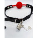Кляп с зажимами на соски DS Fetish Locking gag with nipple clamps black/red