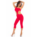 Комбинезон с открытыми плечом Pink Lipstick One Shoulder Cropped Catsuit, красный, S/M