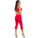 Комбинезон с открытыми плечом Pink Lipstick One Shoulder Cropped Catsuit, красный, S/M