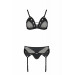 Комплект белья со шнуровкой по лифу и поясом для чулок NESSY SET black S/M - Passion