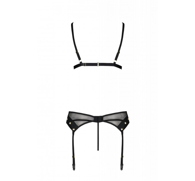 Комплект белья со шнуровкой по лифу и поясом для чулок NESSY SET black S/M - Passion