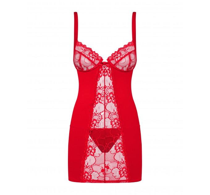 Пеньюар Obsessive Heartina chemise RED S/M