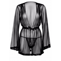Кимоно прозрачное с поясом и стрингами Daring Intimates, черный, S/M
