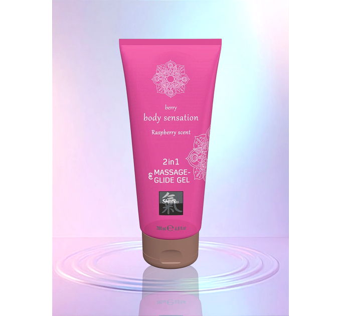 Лубрикант и массажное масло 2 в 1 HOT SHIATSU Massage-& Glide gel 2in1 Raspberry scent, 200 мл