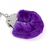 Наручники металлические Roomfun с толстым фиолетовым мехом FURRY CuffS