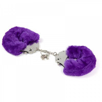 Наручники металлические Roomfun с толстым фиолетовым мехом FURRY CuffS