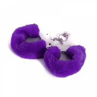 Наручники металлические Roomfun с толстым фиолетовым мехом FURRY CuffS
