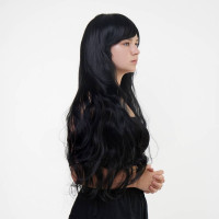 Парик длинный волнистый с челкой Fetish Hair черный, 80 см