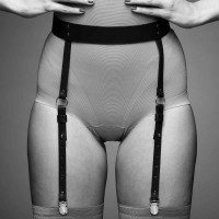 Пояс для панчох Bijoux Indiscrets MAZE, з екошкіри, чорний, One Size