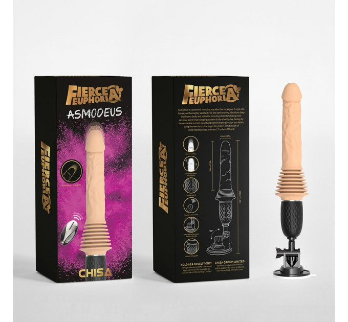 Реалистичный вибратор с фрикциями Chisa Fierce Euphoria Asmodeus с пультом, 30 см х 4.2 см