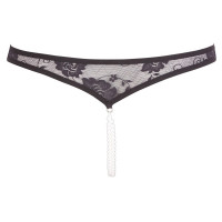 Трусики с жемчугом Cottelli Collection и открытым доступом, черные, L