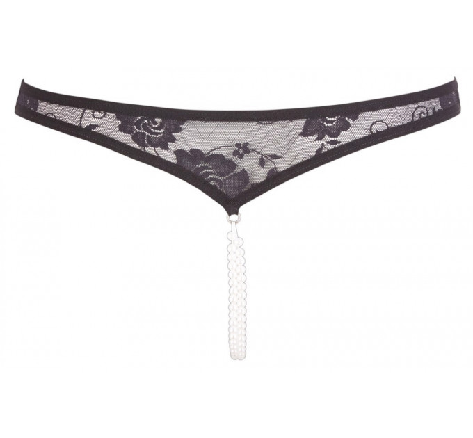 Трусики с жемчугом Cottelli Collection и открытым доступом, черные, L