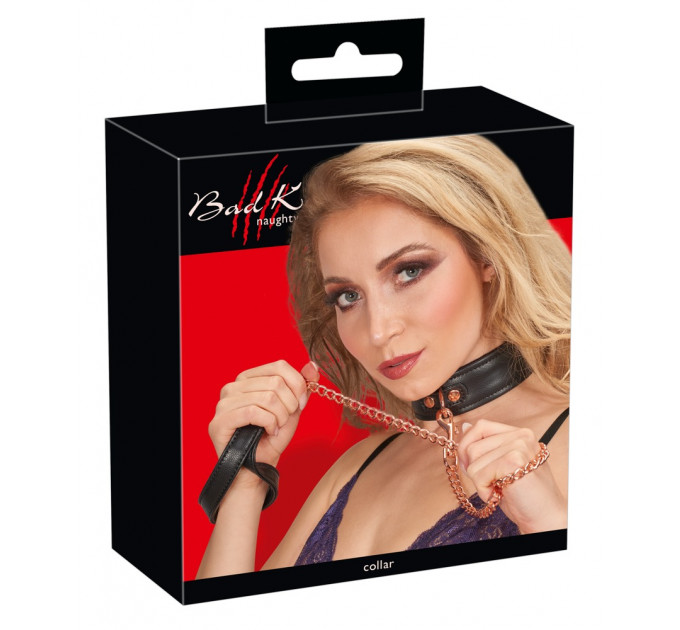 Ошейник с поводком Bad Kitty Collar black