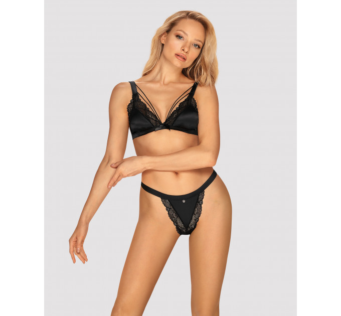 Комплект бюстгальтер и трусики Obsessive Eloissa set Black S/M
