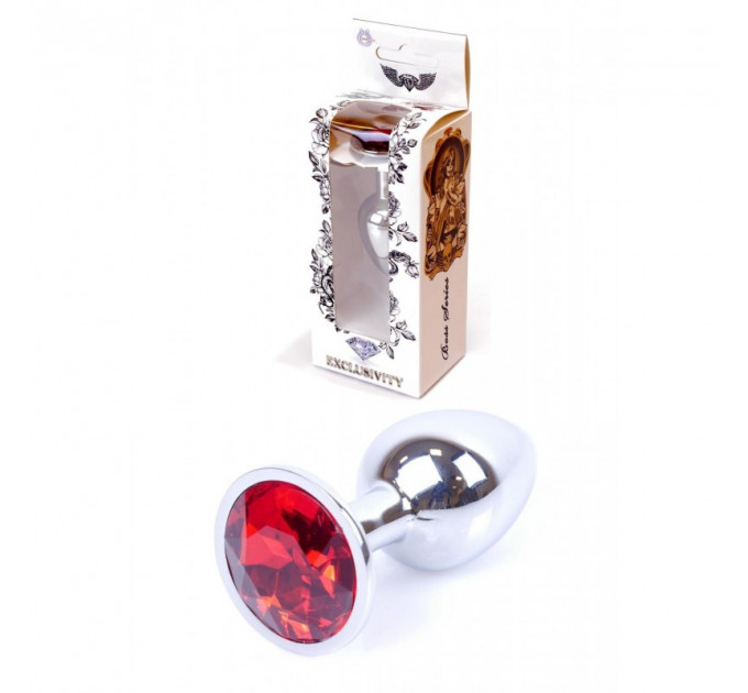 Анальная пробка с камнем Plug-Jewellery Silver PLUG- Red размер S