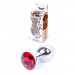 Анальная пробка с камнем Plug-Jewellery Silver PLUG- Red размер S