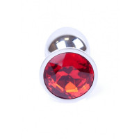 Анальна пробка з каменем Plug-Jewellery Silver PLUG- Red розмір S