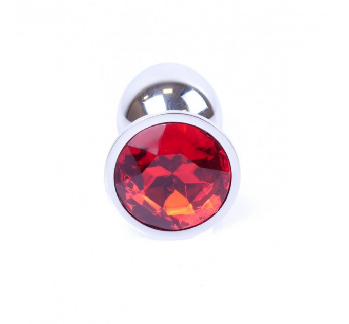 Анальная пробка с камнем Plug-Jewellery Silver PLUG- Red размер S