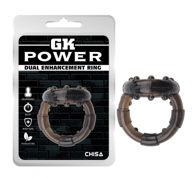 Ерекційне кільце Chisa GK Power Dual Enhancement Ring з рельєфною поверхнею, чорне
