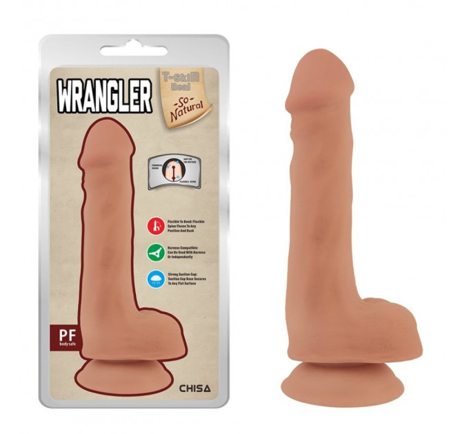 Фаллоимитатор реалистичный с присоской Сһіѕа Wrangler, бежевый, 19 см