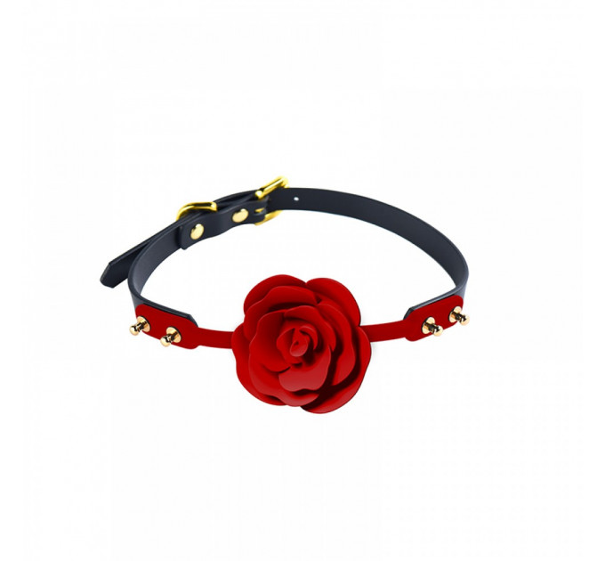 Кляп роза из силикона и итальянской кожи Rose Ball Gag UPKO