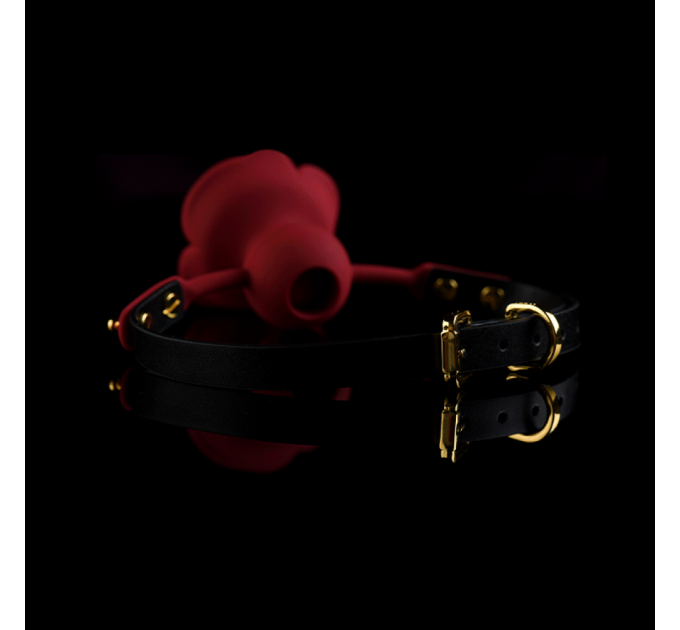 Кляп роза из силикона и итальянской кожи Rose Ball Gag UPKO